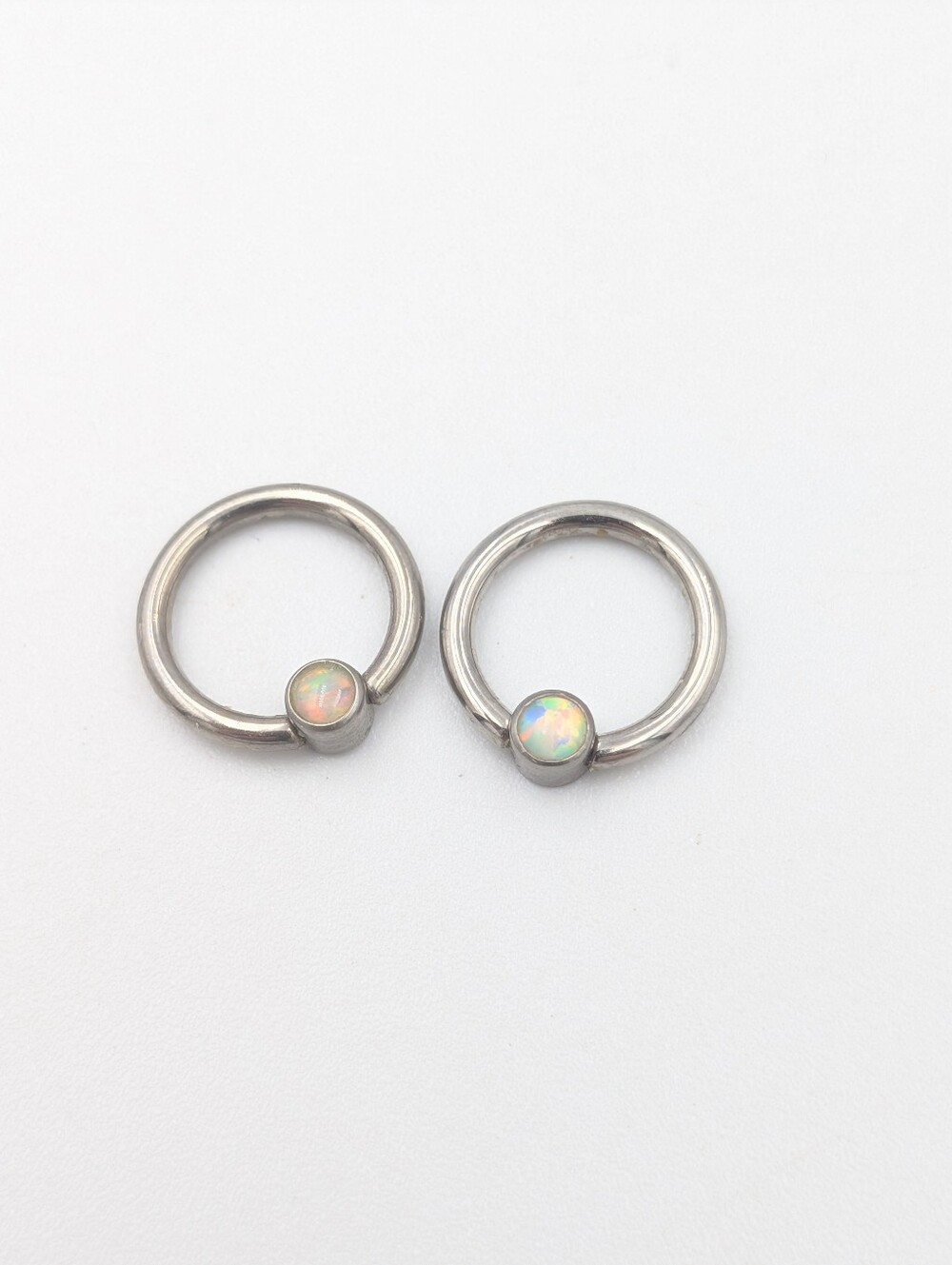CBR captive ball rings faux opal titanium 16g earrings for piercings